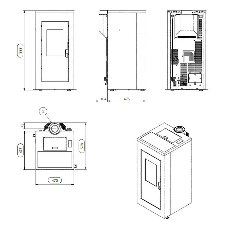 Poêle à granulés étanche (sortie dessus concentrique) - Vulcano Silenzio UP - 9,2 Kw – Image 5